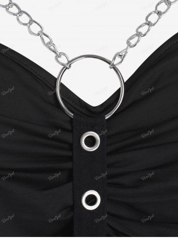 Plus  Size Gothic O Ring Chains Handkerchief Tank Top