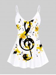 Plus Size Paint Splatter Notes Printed Tank Top -  