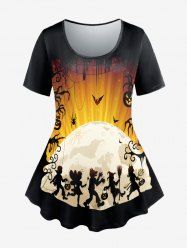 Plus Size Short Sleeve Halloween Printed T-shirt -  