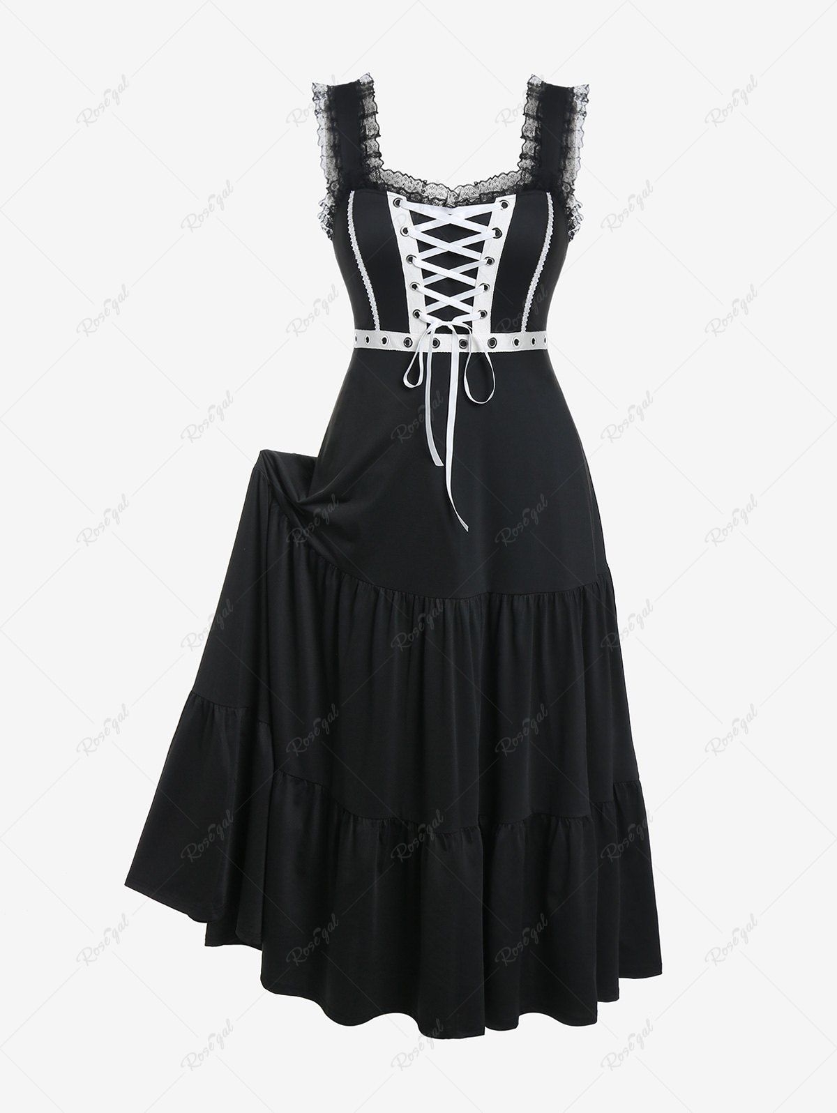 Trendy Gothic Sweetheart Lace Up Maxi Dress  