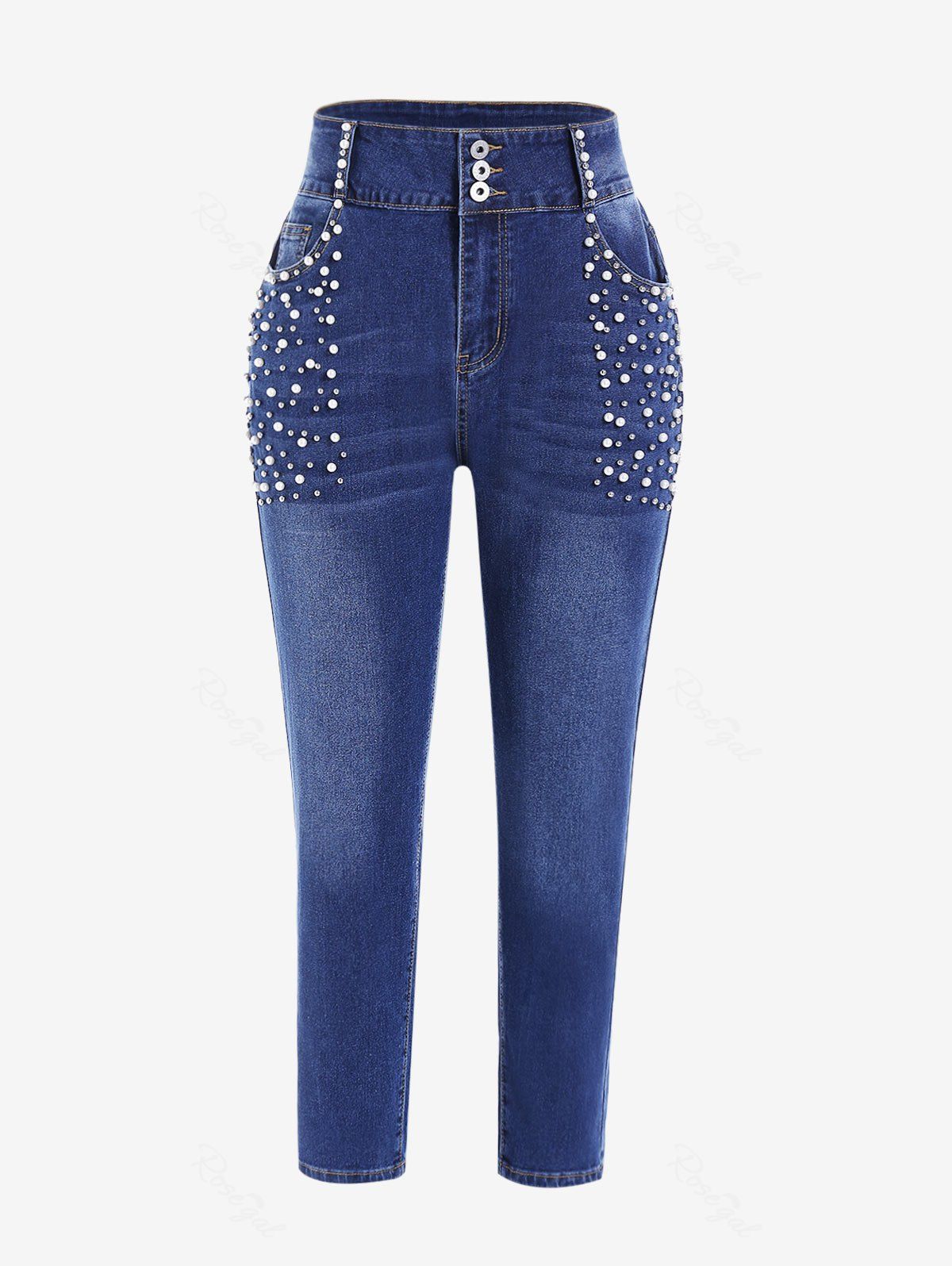 Affordable Plus Size Beaded Skinny Jeans  