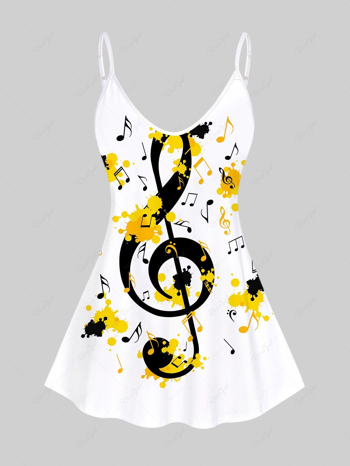 Outfits Plus Size Paint Splatter Notes Printed Tank Top  