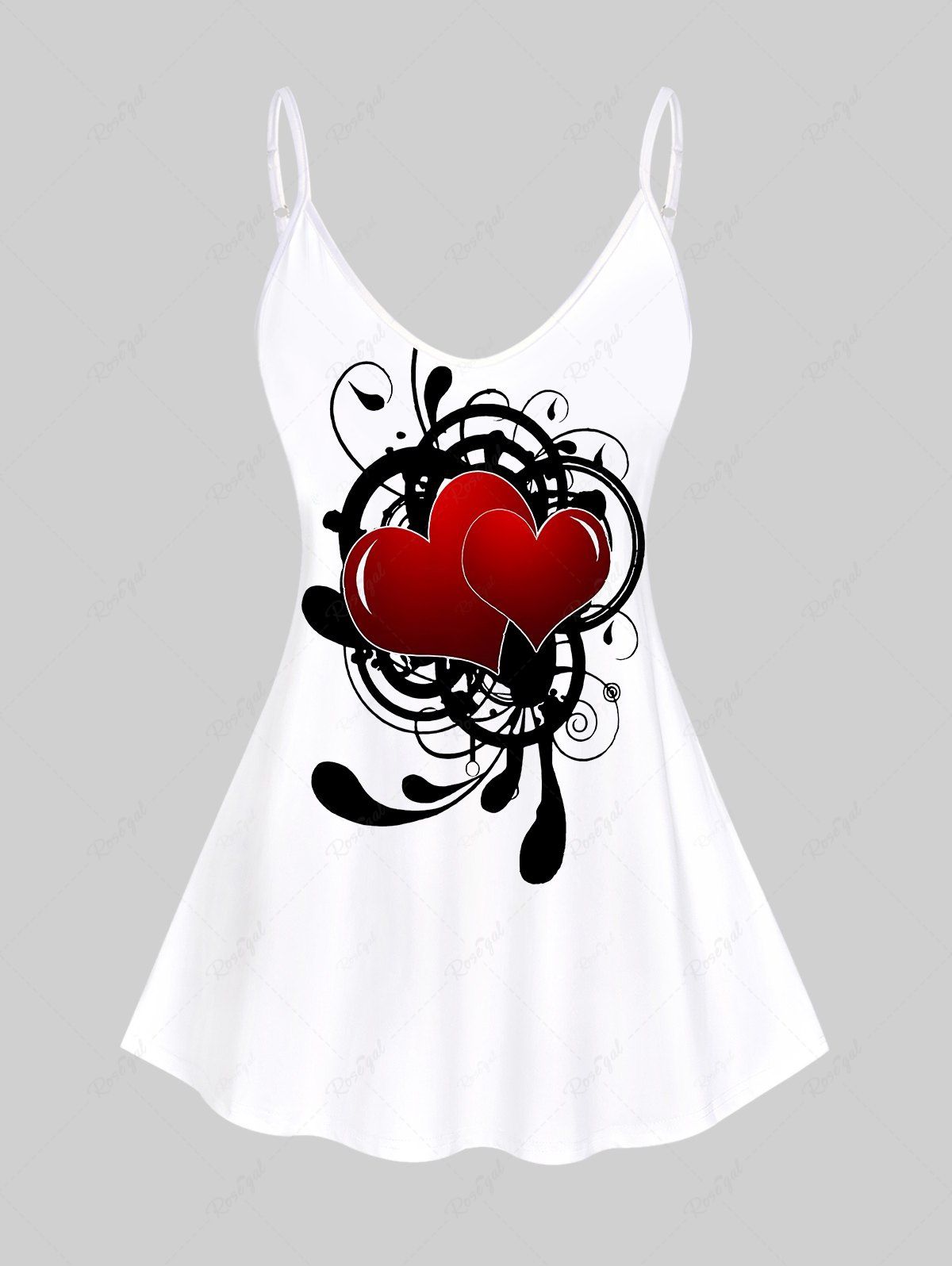 Affordable Plus Size Heart Printed Tank Top  