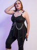 Plus  Size Gothic O Ring Chains Handkerchief Tank Top -  