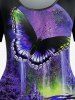 Plus Size Butterfly 3D Printed Painting Tee -  