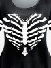 Halloween Gothic Skeleton Heart Print Tee -  