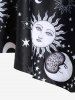 Plus Size Padded Sun Moon Galaxy Printed Stripes Overlay Tankini Swimsuit -  
