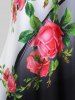 Plus Size Colorblock Rose Print Tee -  