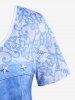 Plus Size Short Sleeve 3D Lace Up Denim Print Tee -  
