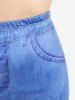 Legging Moulant à Imprimé 3D Jean à Taille Haute de Grande Taille - Bleu clair 1X | US 14-16