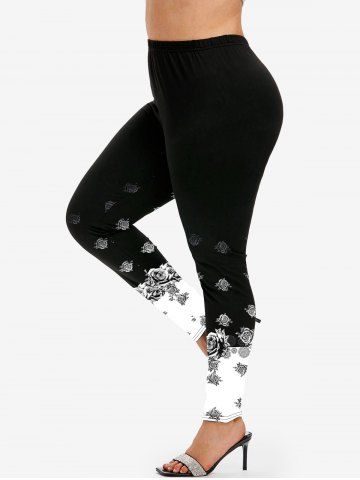 Leggings Talla Extra Estampado Rosa Colorblock - BLACK - M | US 10