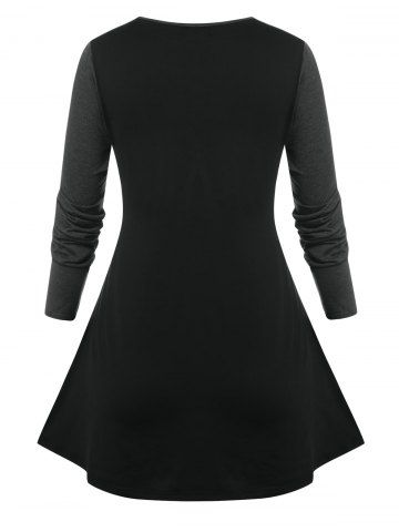 Plus Size Gothic Skull Wing Print O Ring T-shirt