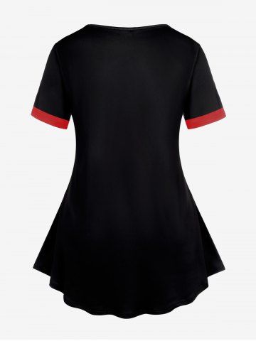 Gothic Skull Rose Printed Short Sleeves Tee