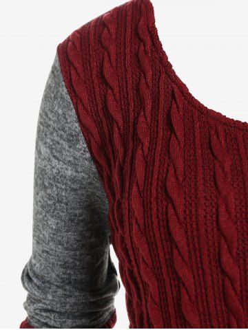 Plus Size Colorblock Cable Knit Tee