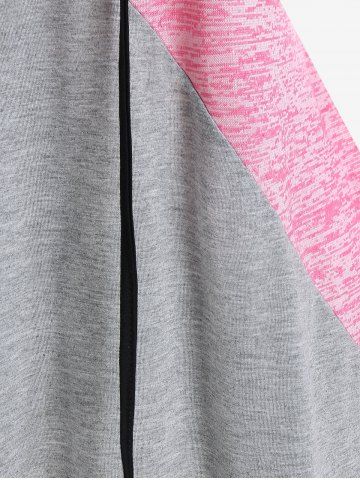 Plus Size Lace Up Colorblock T-shirt