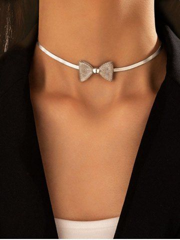 Wedding Hollow Bow Shape Choker Necklace - SILVER