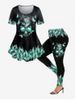 Skull Butterfly Print T-shirt and High Waist Butterfly Skull Gothic Leggings Gothic Outfit -  