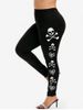 Legging Gothique à Imprimé Crâne Squelette Halloween - Noir 