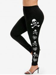 Legging Gothique à Imprimé Crâne Squelette Halloween - Noir 2X | US 18-20