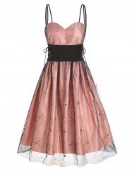 Floral Lace Lace Up Dual Straps Mini Party Dress -  
