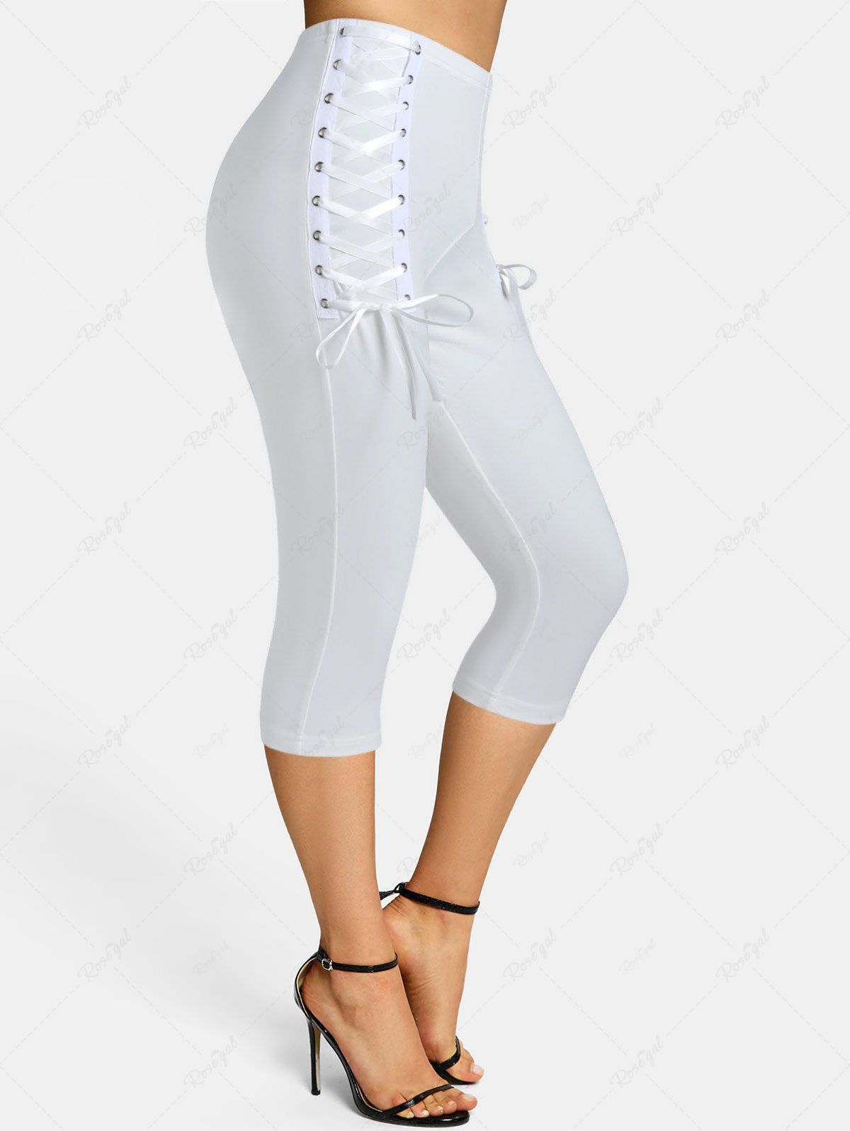 Legging Court Œillet à Lacets Blanc L