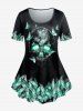 Skull Butterfly Print T-shirt and High Waist Butterfly Skull Gothic Leggings Gothic Outfit -  