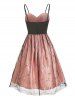 Mini Robe de Soirée Fleurie à Bretelle Fine à Lacets - Rose clair M