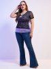 Plus Size & Curve Gothic Keyhole Skull Lace Cinched Tee -  