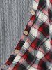 Plus Size Mixed Media Plaid Cable Knit Tee -  
