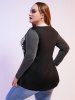 Plus Size Gothic Skull Wing Print O Ring T-shirt -  