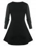Plus Size Gothic Skull Wing Print O Ring T-shirt -  