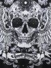Plus Size Gothic Skull Wing Print O Ring T-shirt -  