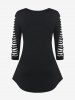 T-shirt Déchiré Panneau en Dentelle de Grande Taille - Noir 3X | US 22-24