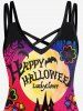 Plus Size Halloween Pumpkins Bats Printed Crisscross A Line Dress -  