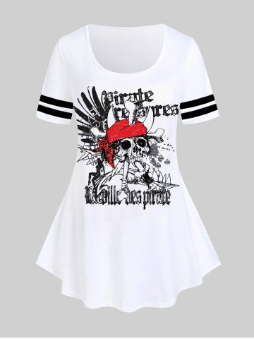 Camiseta de Manga Corta con Estampado de Letras Góticas - WHITE - 3X | US 22-24