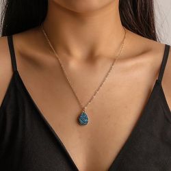 Water Drop Chains Pendant Necklace Gift Jewelry - BLUE