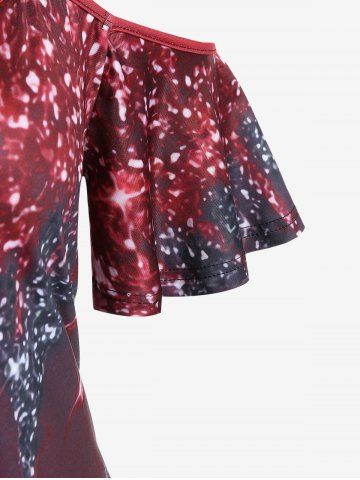 Plus Size Ombre Sparkle Print Cold Shoulder Tee