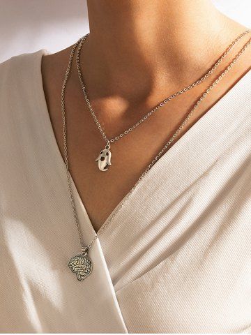 Halloween Ghost Double Layered Necklace - SILVER