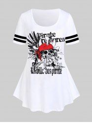 T-shirt Graphique Gothique à Imprimé Crâne Lettre à Manches Courtes - Blanc 5x | US 30-32