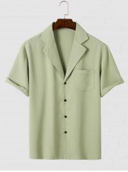 Tailored Collar Solid Color Short Sleeves Shirt -  