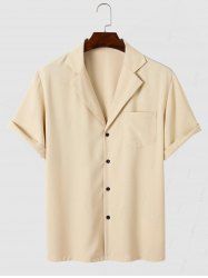 Tailored Collar Solid Color Short Sleeves Shirt -  
