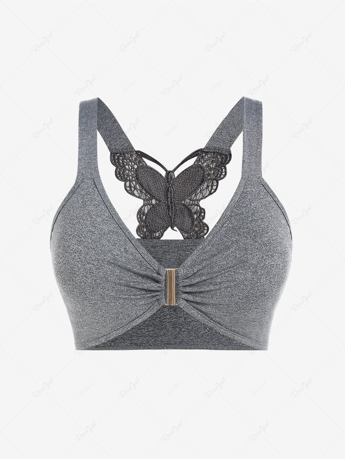 Cheap Plus Size & Curve Lace Butterfly Bra Top  
