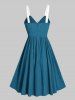 Ruched Bowknot High Waist Plain Color Textured A Line Mini Dress -  