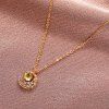 Bijoux Collier Lune Pendant Long Chaîne Mince pour Femme - d'or 