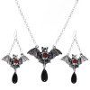 Halloween Gothic Bat Drop Earrings and Pendant Necklace Set -  