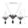 Halloween Gothic Bat Drop Earrings and Pendant Necklace Set -  