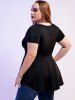 Plus Size Gothic Ruched Skull Lace Tee -  