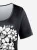 T-shirt Gothique à Imprimé Crâne Squelette à Manches Courtes - Noir 4x | US 26-28