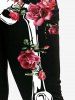 Halloween Costume Rose Skeleton Print Skinny Leggings -  