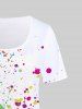 Plus Size Short Sleeve Splatter Paint T-shirt -  